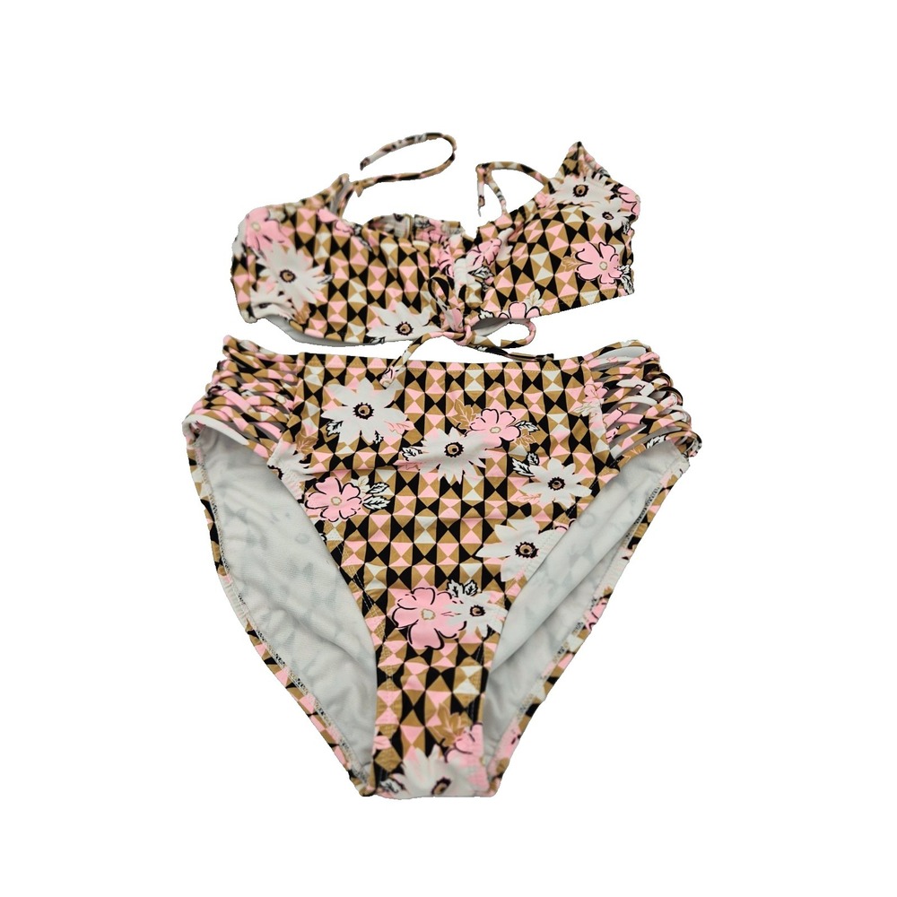 Boho Retro Y2k Vibe Floral Geometric Bikini Set Strappy Boho Retro High Cut